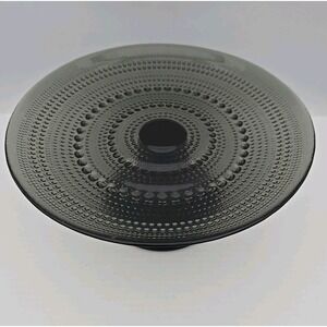 FORTESSA JUPITER COLLECTION CLEAR BLACK TEXTURED GLASS CAKE STAND 8" x 4."